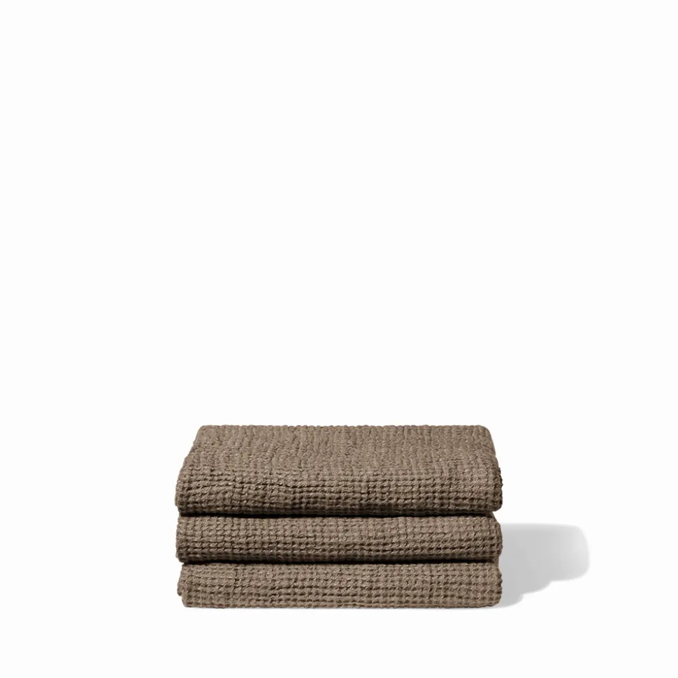Serviette de bain en lin - Waffle - Brun Cha Iro