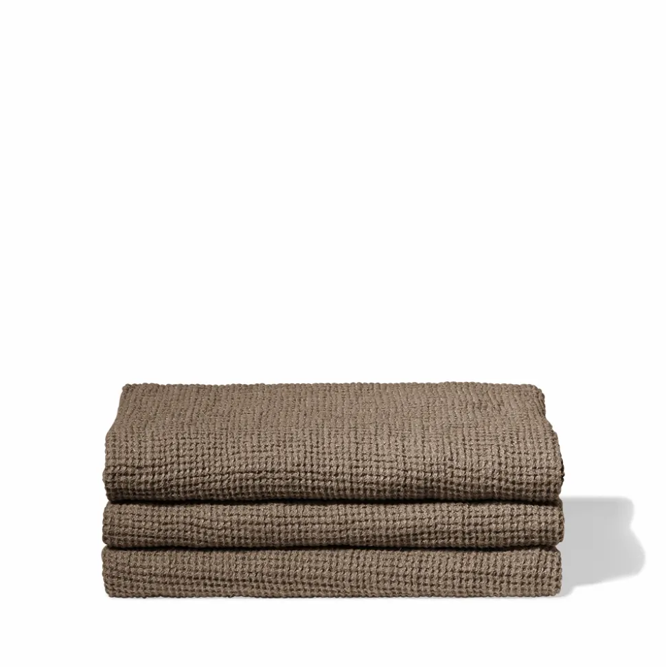 Serviette de bain en lin - Waffle - Brun Cha Iro