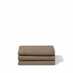 Serviette de bain en lin - Nid d'abeille - Brun Cha Iro