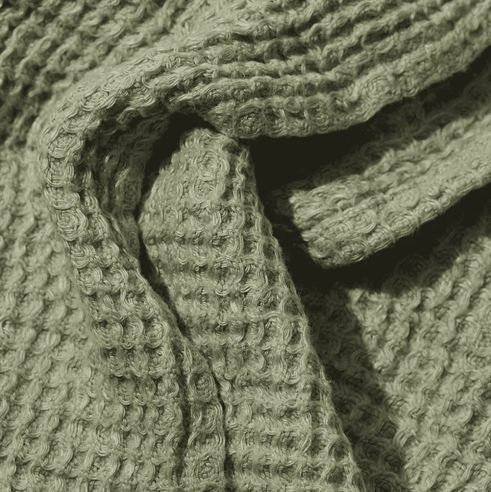 Serviette de bain en lin - Waffle - Vert Komorebi