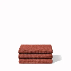 Serviette de bain en lin - Waffle - Rouge Urushi