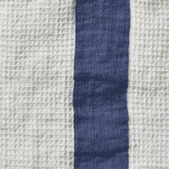 Serviette de bain en lin - Nid d'abeille - Bande Bleu Shibori