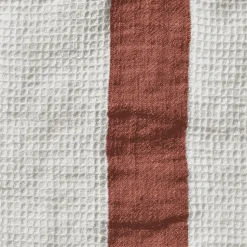 Serviette de bain en lin - Nid d'abeille - Bande Rouge Urushi