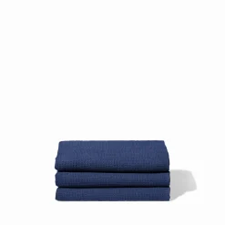Serviette de bain en lin - Nid d'abeille - Bleu Shibori