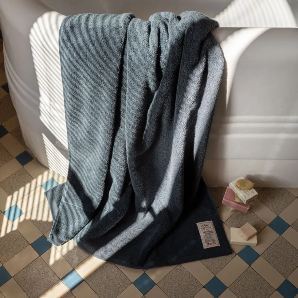 Serviette de bain en éponge - Bleu Pétrole