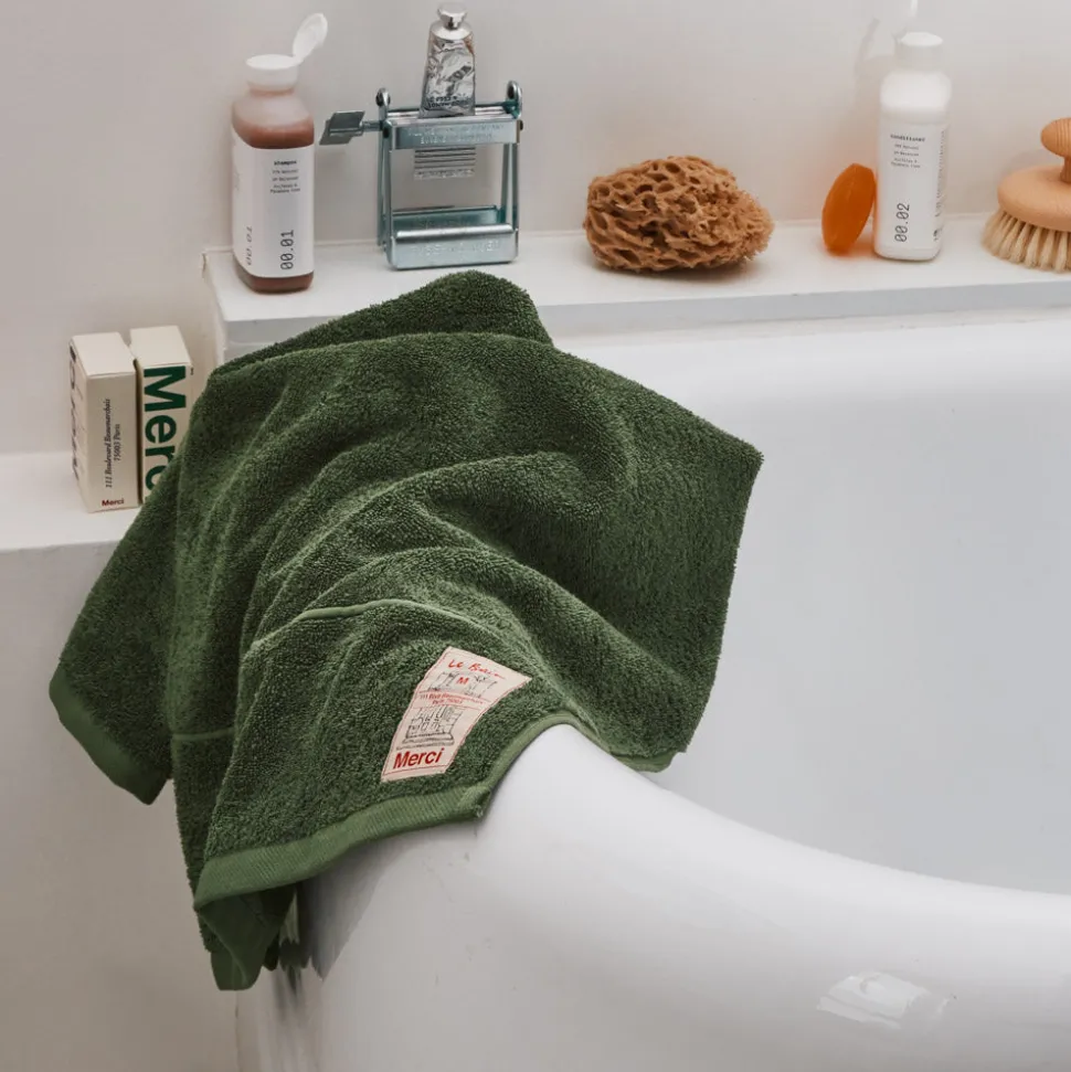 Serviette de bain en éponge - Vert d'Anduze