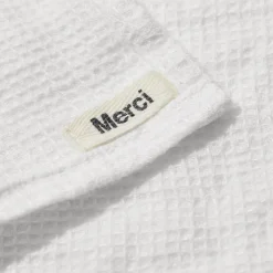 Serviette de bain invité en lin - Nid d'abeille - Blanc Optique