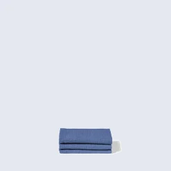 Serviette de bain invité en lin - Nid d'abeille - Bleu Paros
