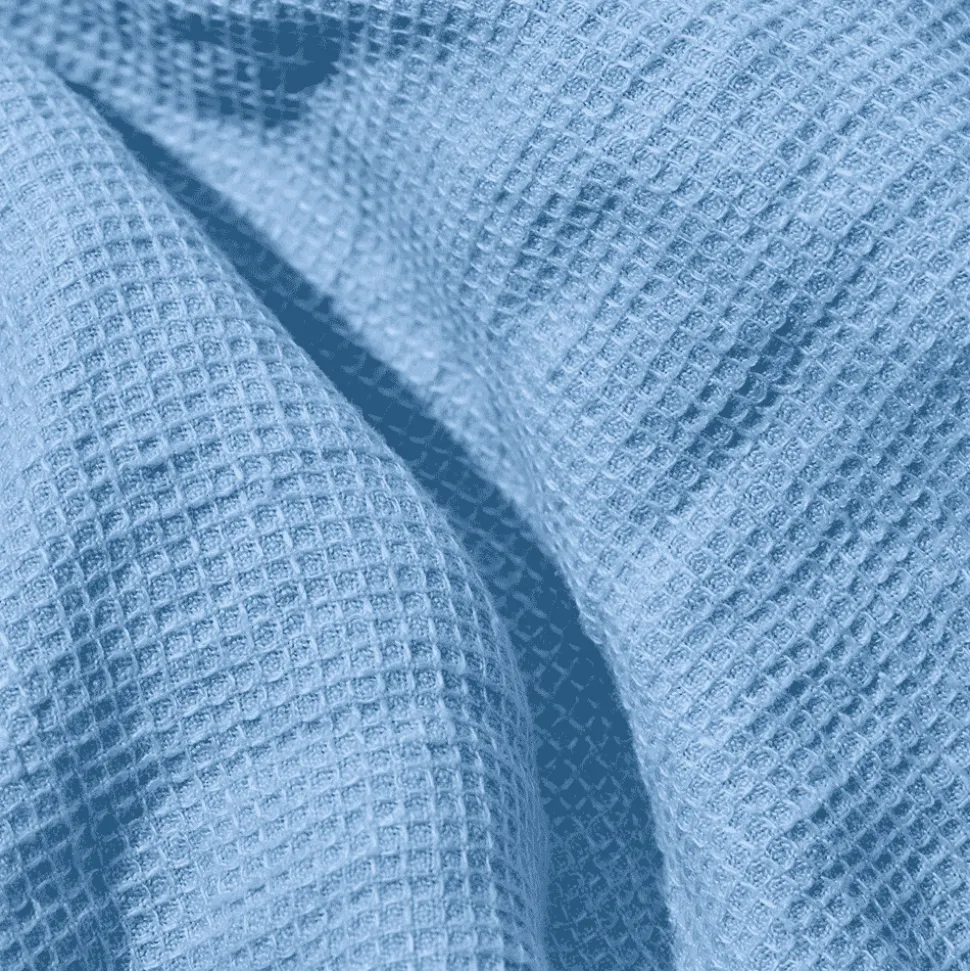 Serviette de bain invité en lin - Nid d'abeille - Bleu Tyrrhénien