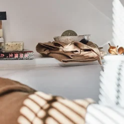 Serviette de bain invité en lin - Nid d'abeille - Brun Cha Iro
