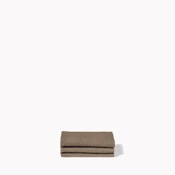 Serviette de bain invité en lin - Nid d'abeille - Brun Cha Iro