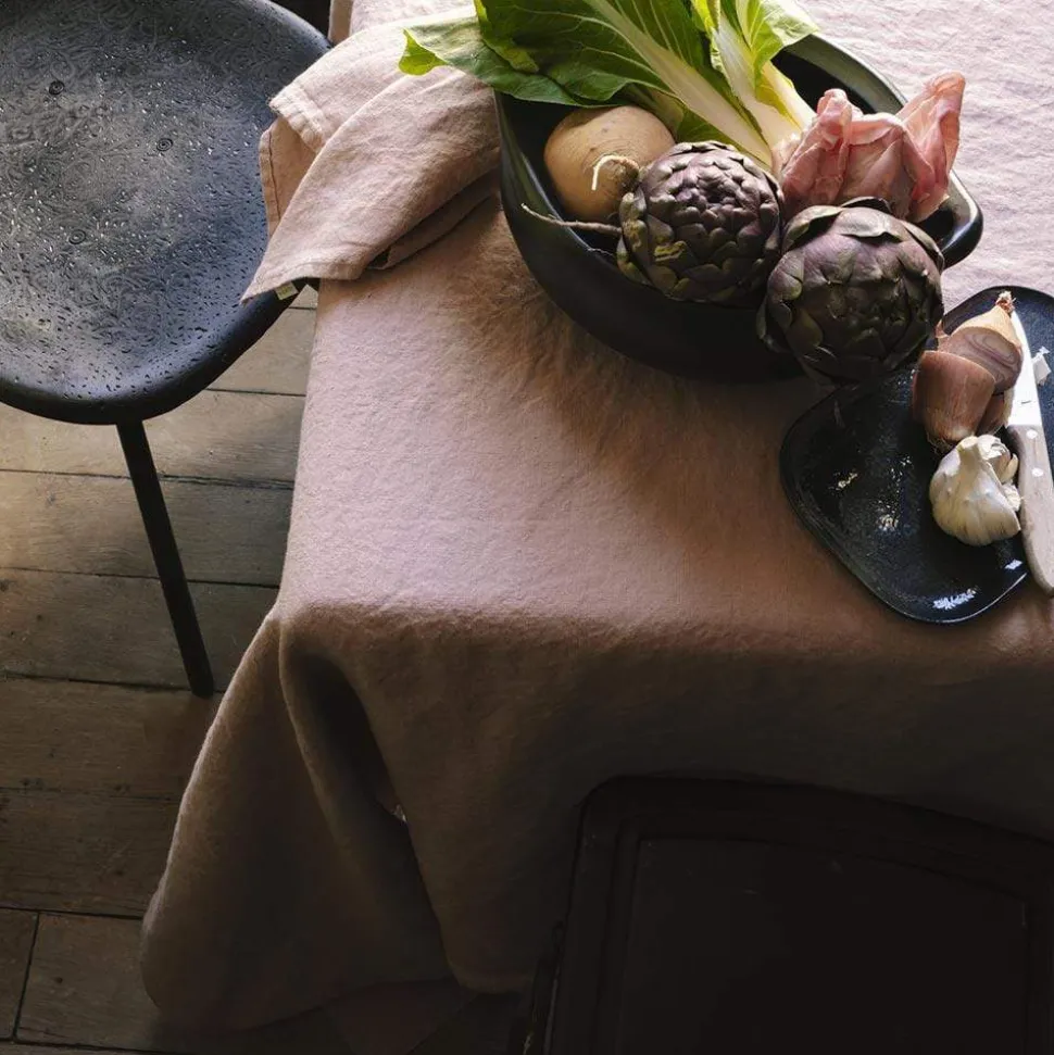 Serviette de table en lin lavé - Rose Argile