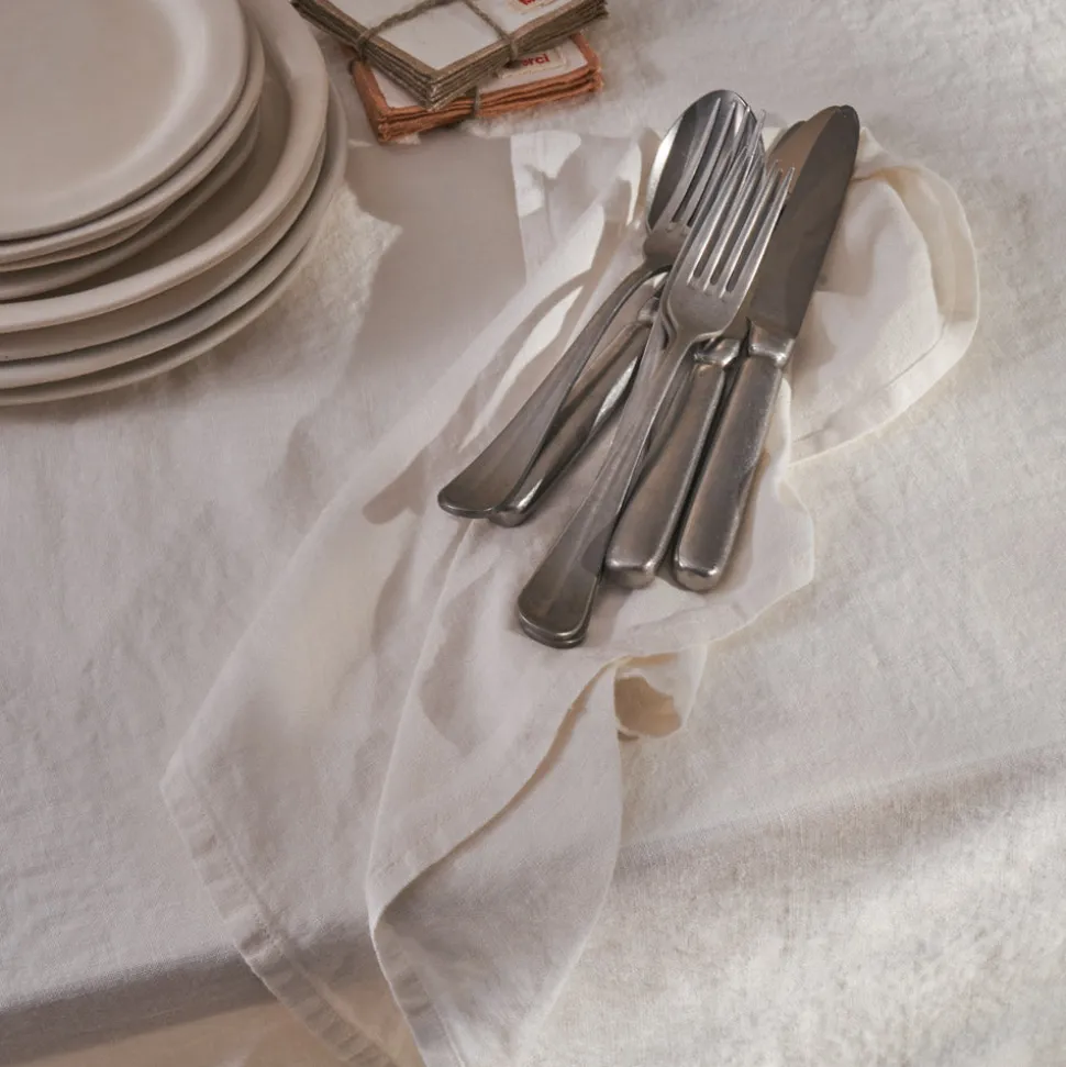Serviette de table en lin lavé - Blanc Gres