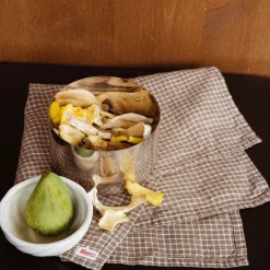 Serviette de table en lin lavé - Carreaux Brun Cha Iro