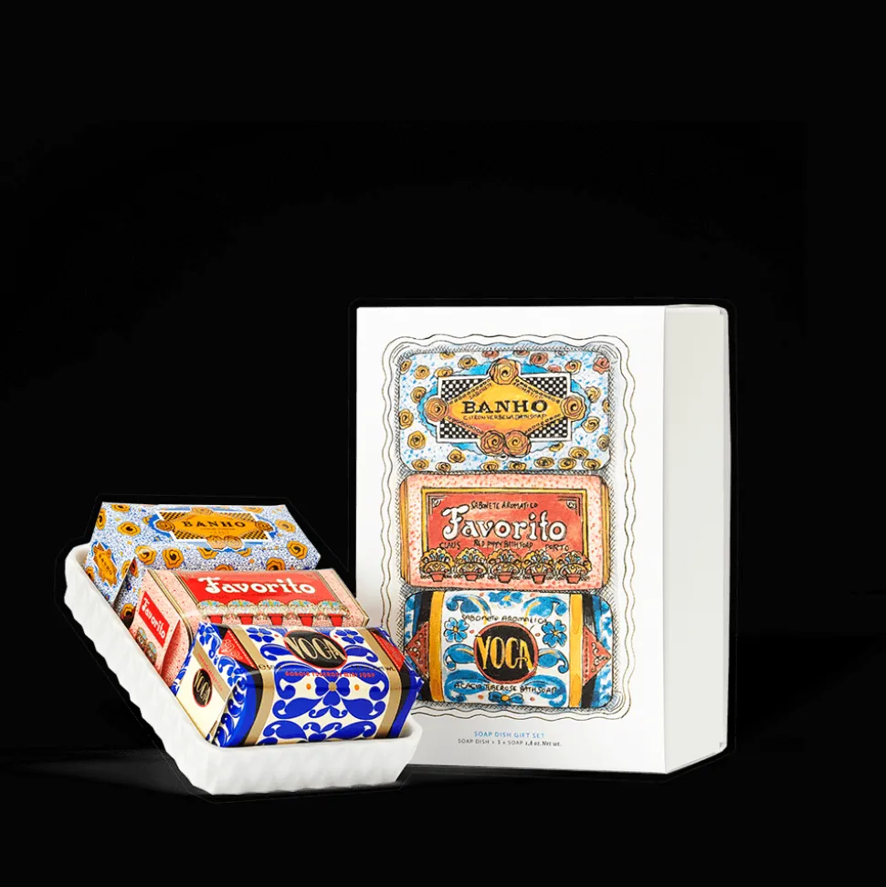 Set 3 savons et porte-savon - Claus Porto
