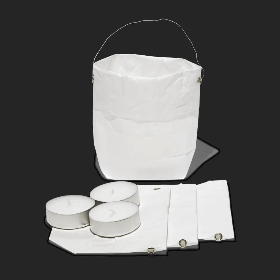 Set de 4 lanternes en papier - Blanc et argenté