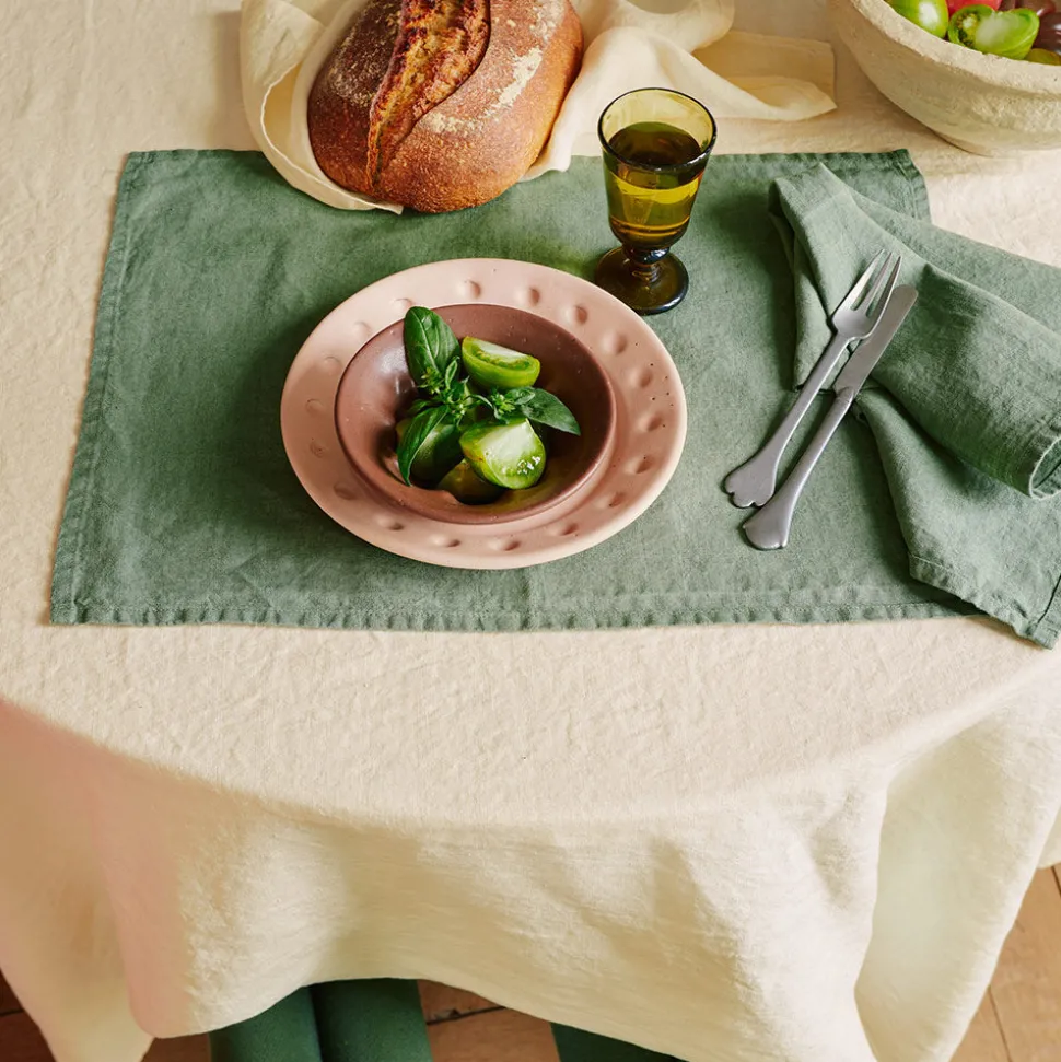 Set de table en lin lavé - Vert d'Anduze