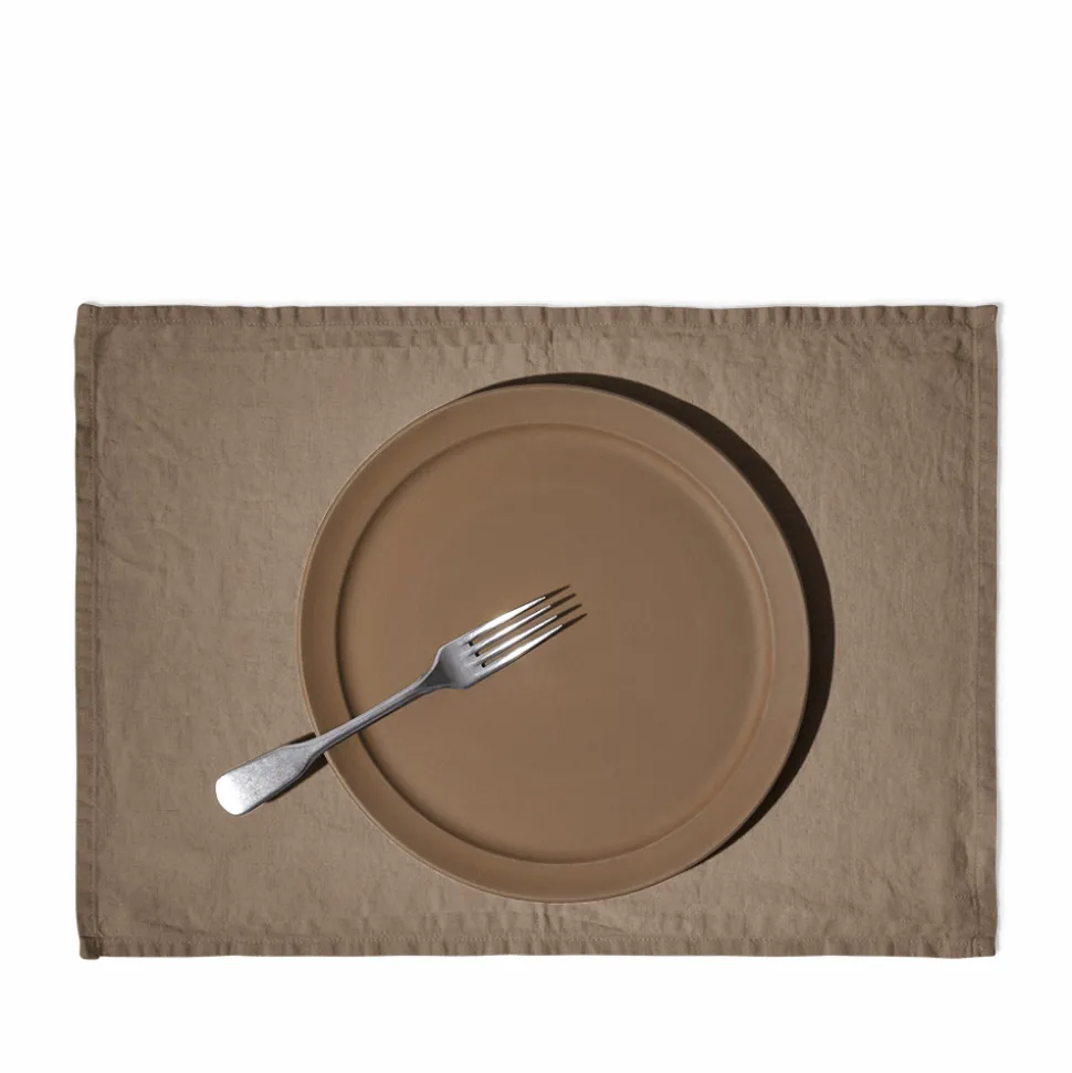 Set de table en lin lavé - Brun Cha Iro