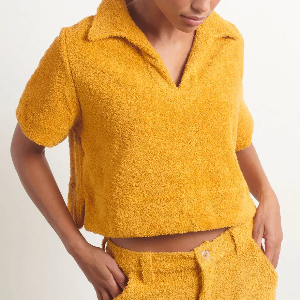 Simone Fan - T-shirt The Cropped Polo - Jaune