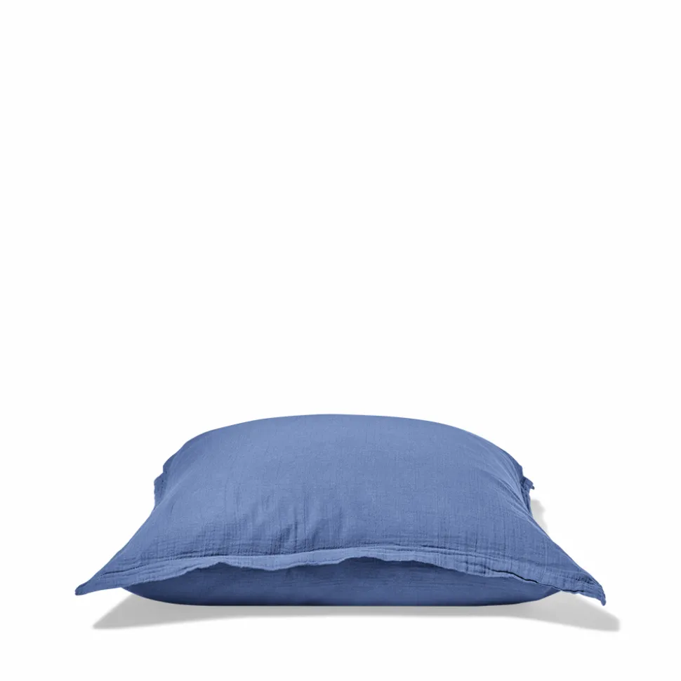 Taie d'oreiller en gaze de coton - Bleu Pompidou