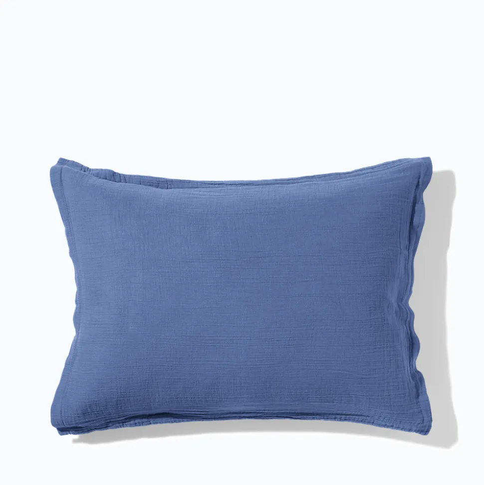 Taie d'oreiller en gaze de coton - Bleu Pompidou