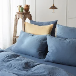 Taie d'oreiller en gaze de coton - Bleu Zinc