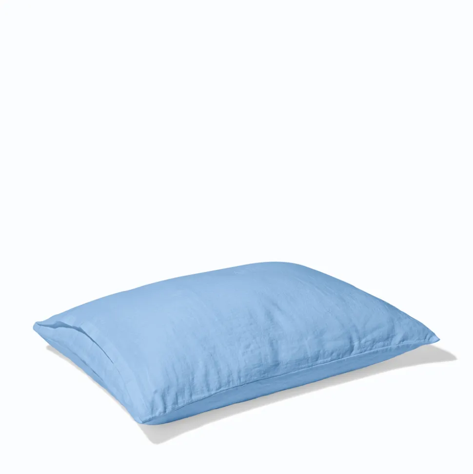 Taie d'oreiller en lin lavé - Bleu Tyrrhénien