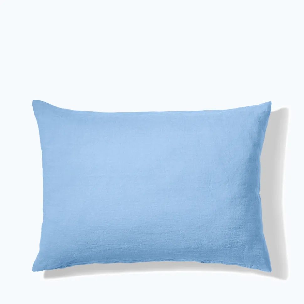 Taie d'oreiller en lin lavé - Bleu Tyrrhénien