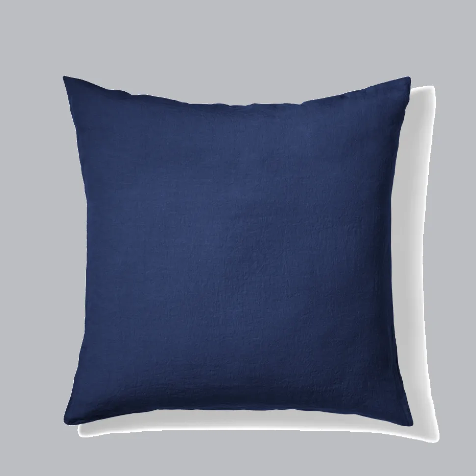 Taie d'oreiller en lin lavé - Bleu Shibori