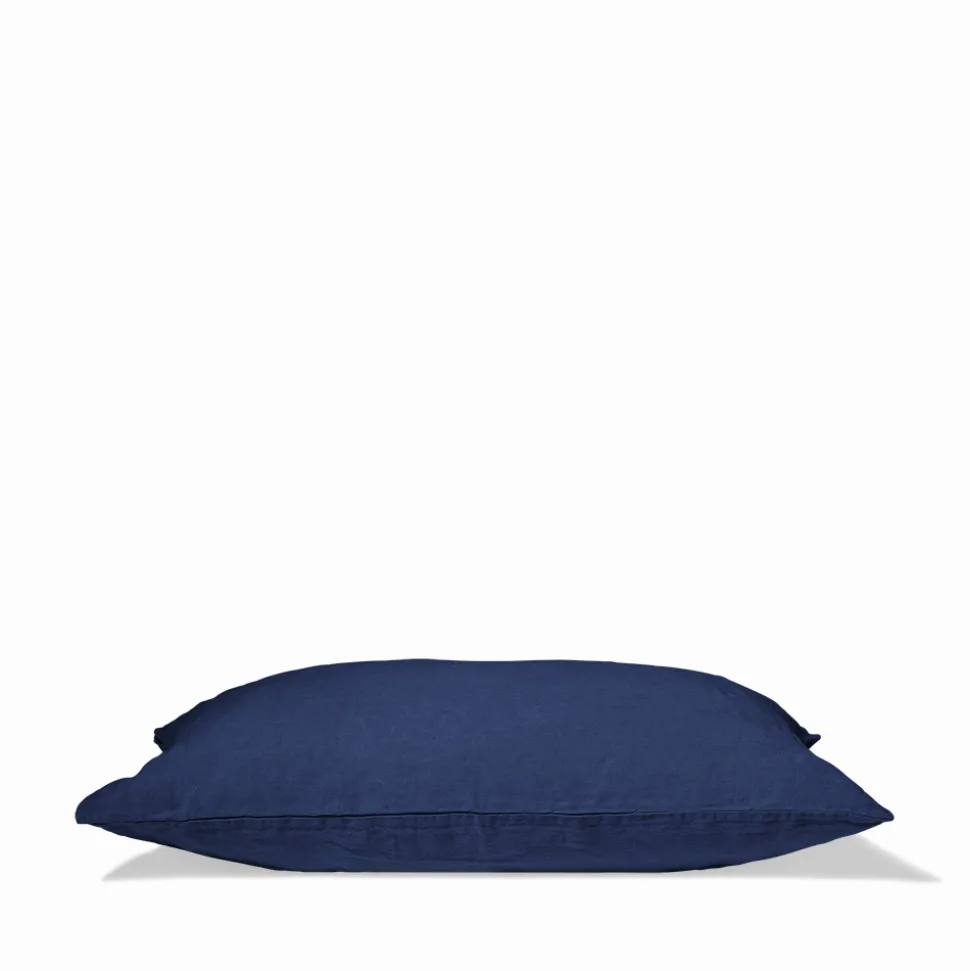 Taie d'oreiller en lin lavé - Bleu Shibori