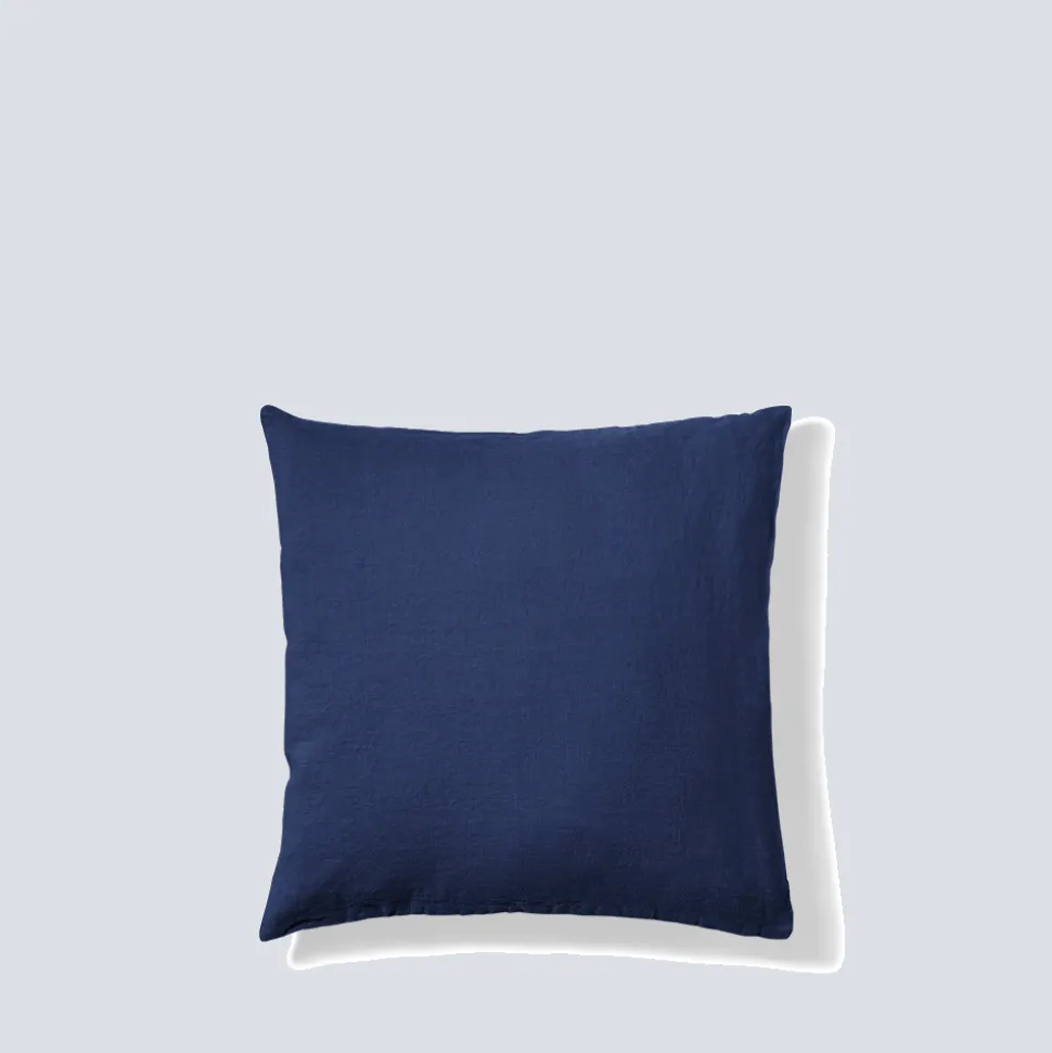 Taie d'oreiller en lin lavé - Bleu Shibori