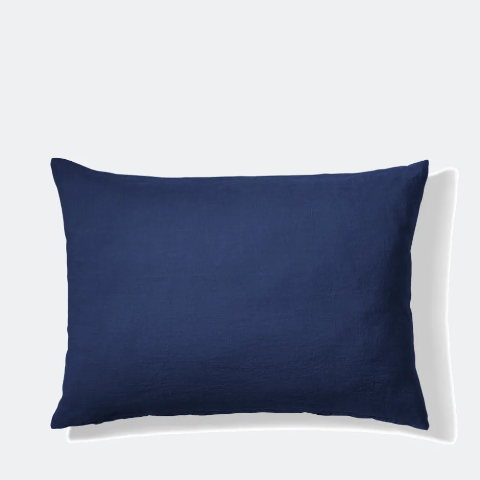 Taie d'oreiller en lin lavé - Bleu Shibori