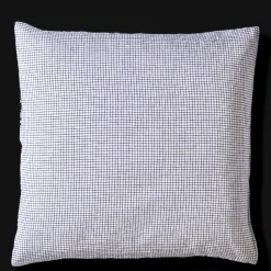 Taie d'oreiller en lin lavé - Carreaux Bleu Shibori