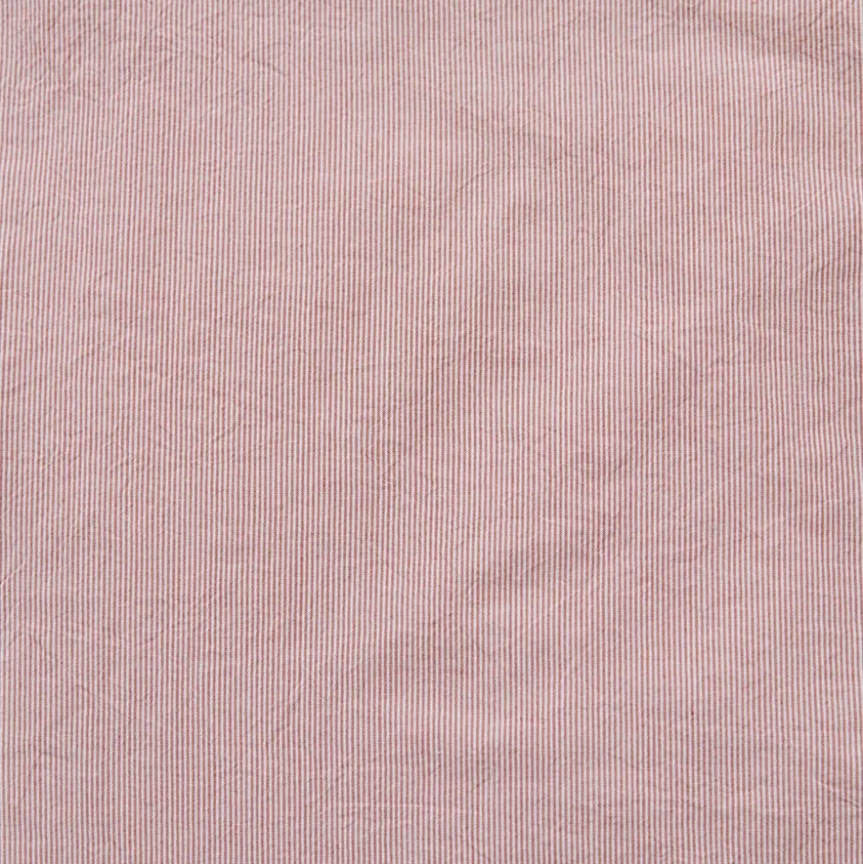 Taie d'oreiller en percale de coton - Rayures Rouge Ocre