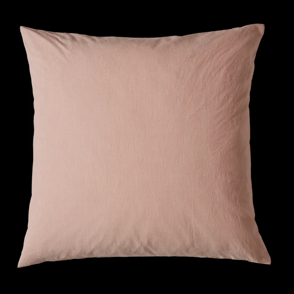 Taie d'oreiller en percale de coton - Rayures Rouge Ocre