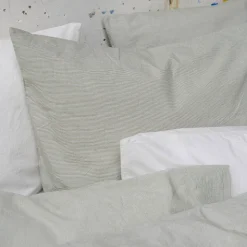Taie d'oreiller en percale de coton - Rayures Vert Camouflage