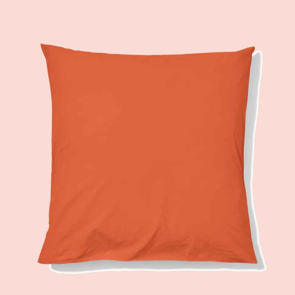 Taie d'oreiller en percale de coton - Rouge Ocre