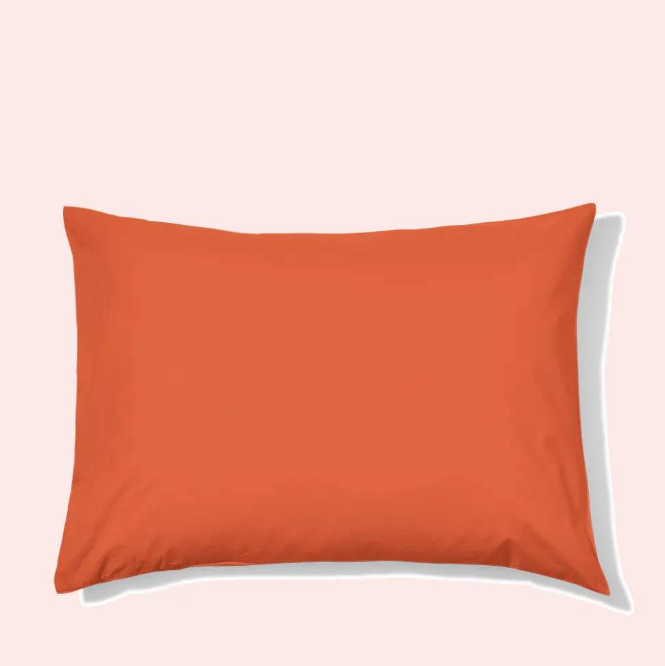 Taie d'oreiller en percale de coton - Rouge Ocre