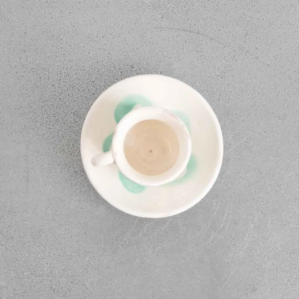 Tasse et soucoupe peinte à la main - Vert
