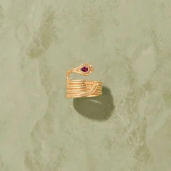 Tityaravy - Bague Serpent Phytia - Rhodolite