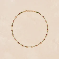 Tityaravy - Collier Peony Grenat - Vert
