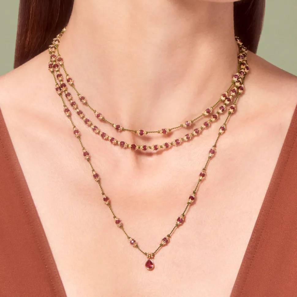 Tityaravy - Collier Peony Grenat - Vert