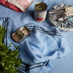 Torchon en lin lavé - Bleu Tyrrhénien