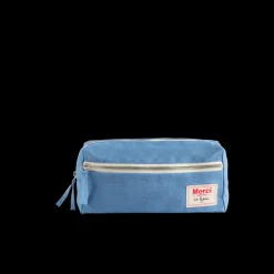 Trousse de toilette en lin lavé - Bleu Paros