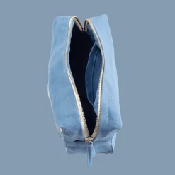 Trousse de toilette en lin lavé - Bleu Paros