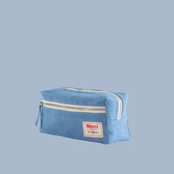 Trousse de toilette en lin lavé - Bleu Paros