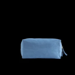 Trousse de toilette en lin lavé - Bleu Paros