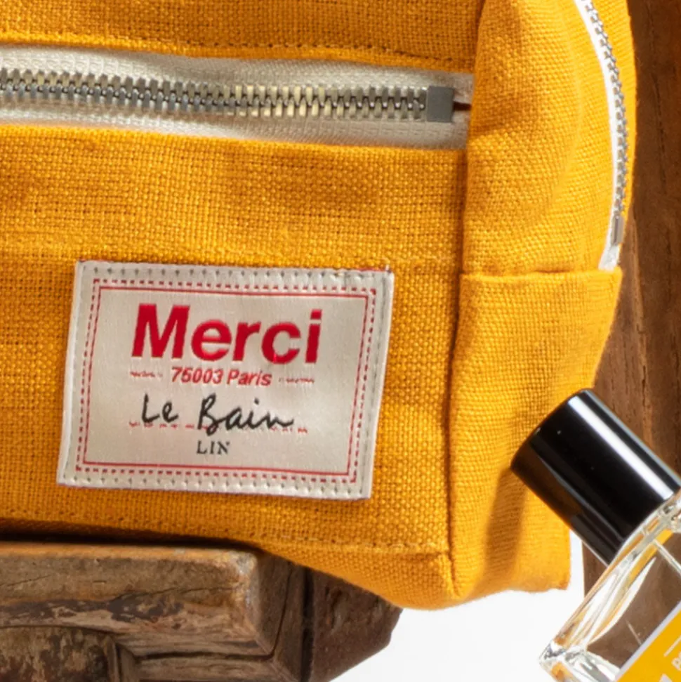 Trousse de toilette en lin lavé - Jaune Vallauris