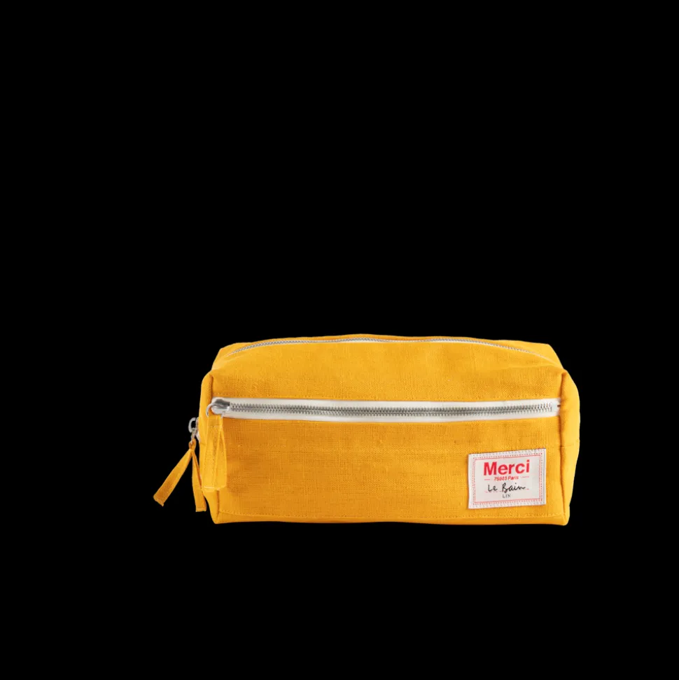 Trousse de toilette en lin lavé - Jaune Vallauris
