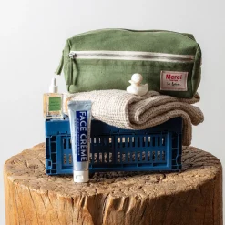 Trousse de toilette en lin lavé - Vert d'Anduze